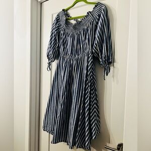 Blue and white stripped dress